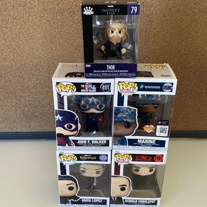 Funko Pop all 5! Thor, John F Walker, Marine, Maya Lopez and Oswald Cobblepot